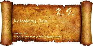 Krivácsy Ida névjegykártya